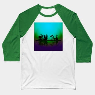 Asian Night Silhouettes Baseball T-Shirt